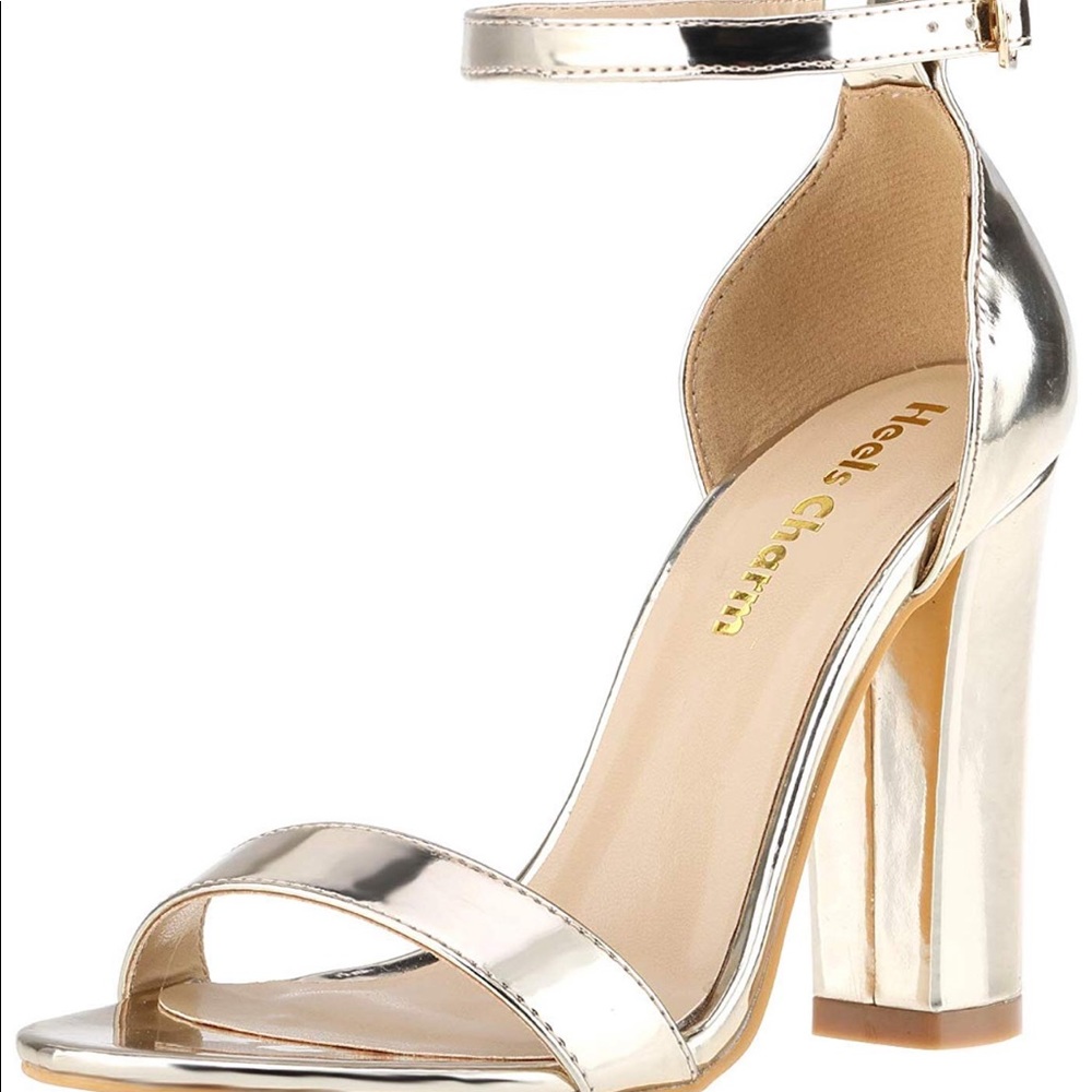Gold chunky heel